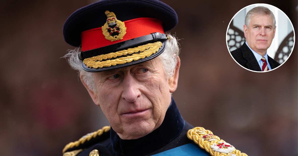 King Charles inspects the 200th Sovereign's parade at Royal Military Academy Sandhurst; (Inset) Andrew Mountbatten-Windsor. (Cover Image Source: Getty Images | Dan Kitwood; (Inset) Max Mumby/Indigo) 