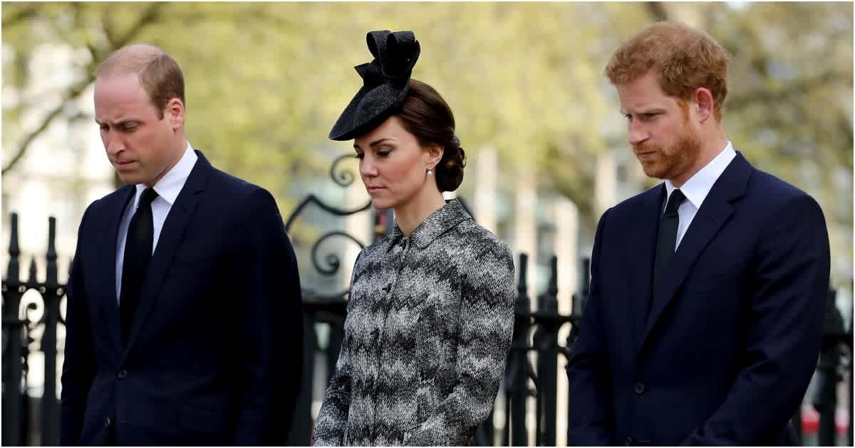 Prince William, Duke of Cambridge, Catherine, Duchess of Cambridge and Prince Harry attend the Service of Hope at Westminster Abbey on April 5,2017 in London, United Kingdom. (Image Source: Photo by Dan Kitwood/Getty Images)