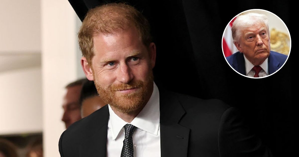 Prince Harry attends the Project Healthy Minds 3rd Annual Gala; (Inset) Donald Trump in the Cabinet Room of the White House. Cover Image Source: Getty Images|  Michael Loccisano; (Inset) Alex Wong 
