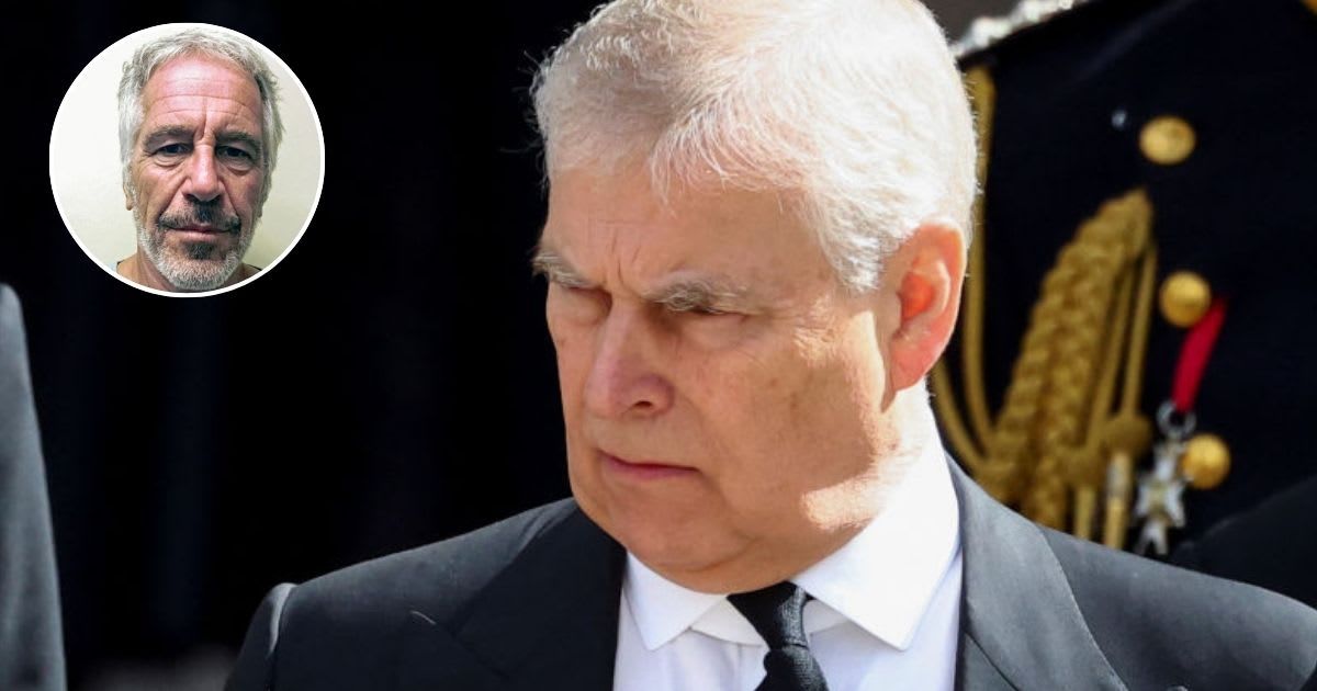 Andrew Mountbatten-Windsor attends the state funeral and burial of Queen Elizabeth; (Inset) A mugshot of Jeffrey Epstein. Cover Image Source: Getty Images| Hannah McKay - WPA Pool; (Inset) Kypros