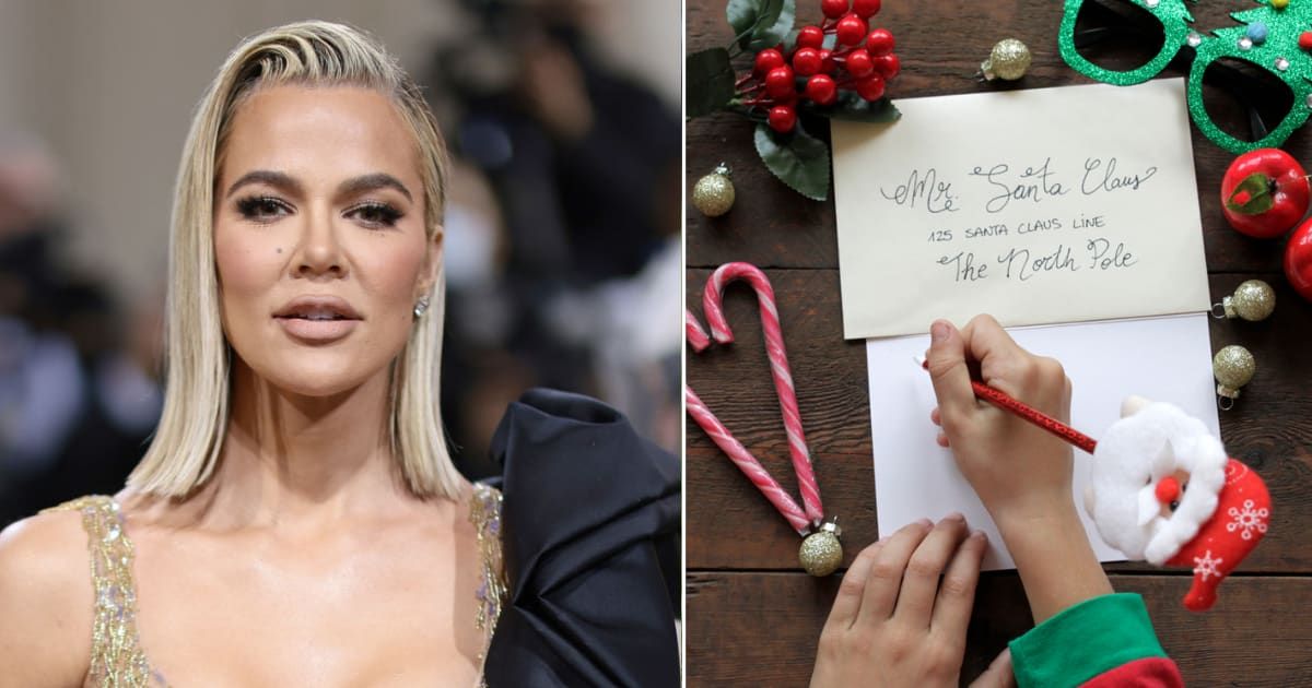 (L) Khloe Kardashian at 2022 Met Gala. (R)A kid writing letter to Santa. (Representative Image Source: Getty Images | (L) Dimitrios Kambouris, (R) Isabel Pavia)