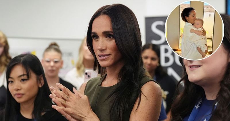 Meghan Markle Drops the Perfect Prince Harry Joke While Posing With an Adorable Redhead Baby