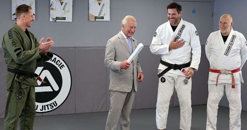 King Charles Lets Slip His Cheeky Side After Receiving a Jiu-Jitsu White Belt — Watch