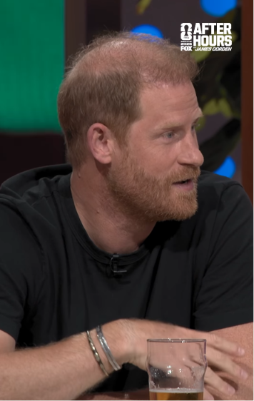 Prince Harry appears on Afters Hours, a sports programme, to talk about the FIFA World Cup final