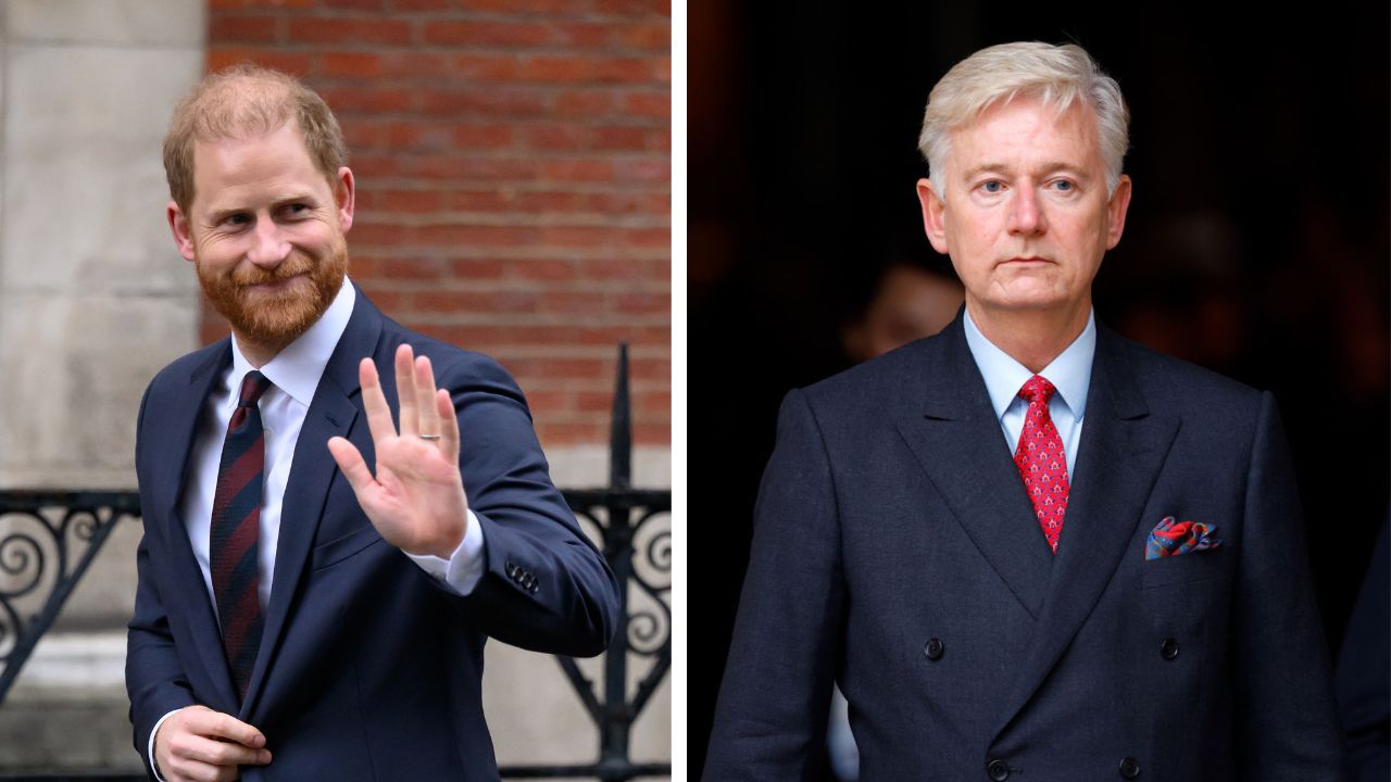 (L) Prince Harry waves to crowd as he leaves the Royal Courts of Justice, (R) Sir Clive Alderton attends the Commonwealth Day Service of Celebration at Westminster Abbey