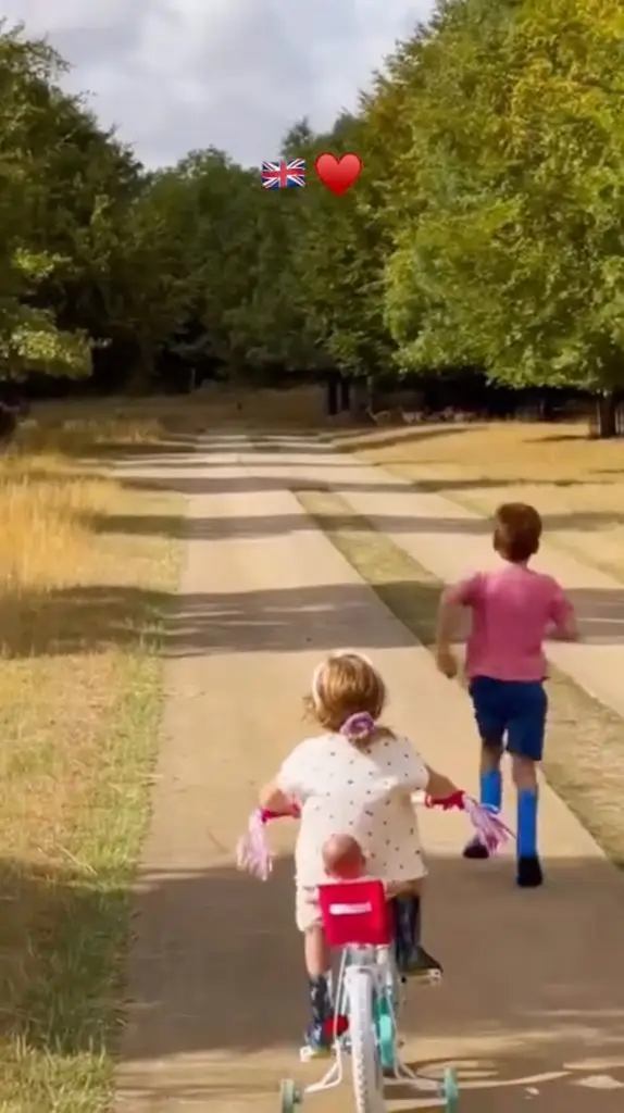 Princess Lilibet and Prince Archie cycling and running outside. (Image Source: Meghan/Instagram)