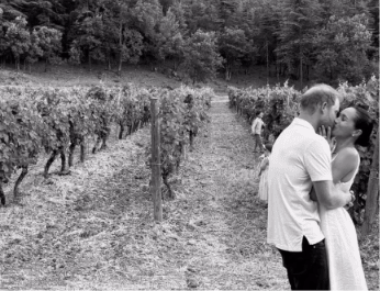 Prince Harry and Meghan Markle sharing a kiss in a vineyard (Image Source: Instagram | @meghan)