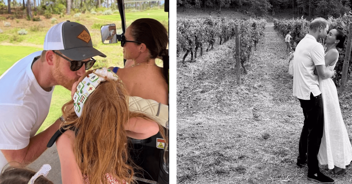 L) Prince Harry and Meghan Markle spending time with their kids; (R) Prince Harry and Meghan Markle sharing a loving moment. (Cover Image Source: (L & R) Instagram | @meghan)